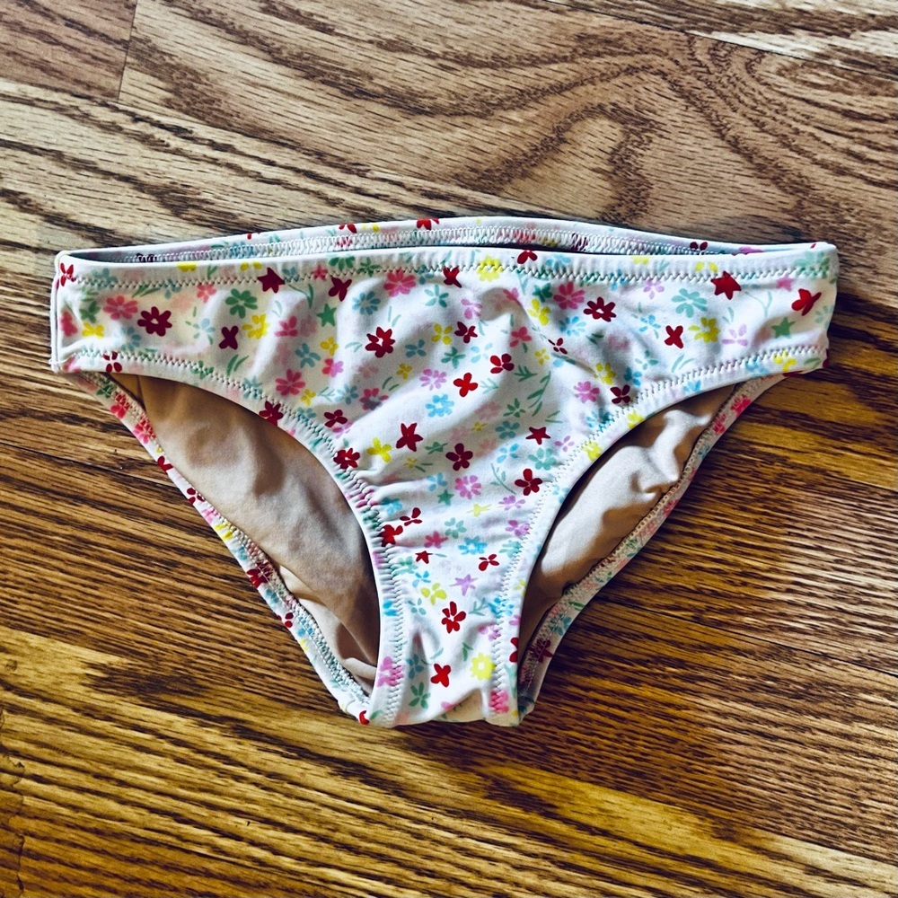 Crew Cuts Swim Suit Bottoms Size 6/7 White With Multicolor Flower Print